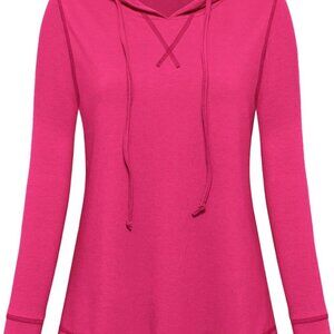 Brand New Women XL Pink Hooded Long Sleeve Activewear Top
